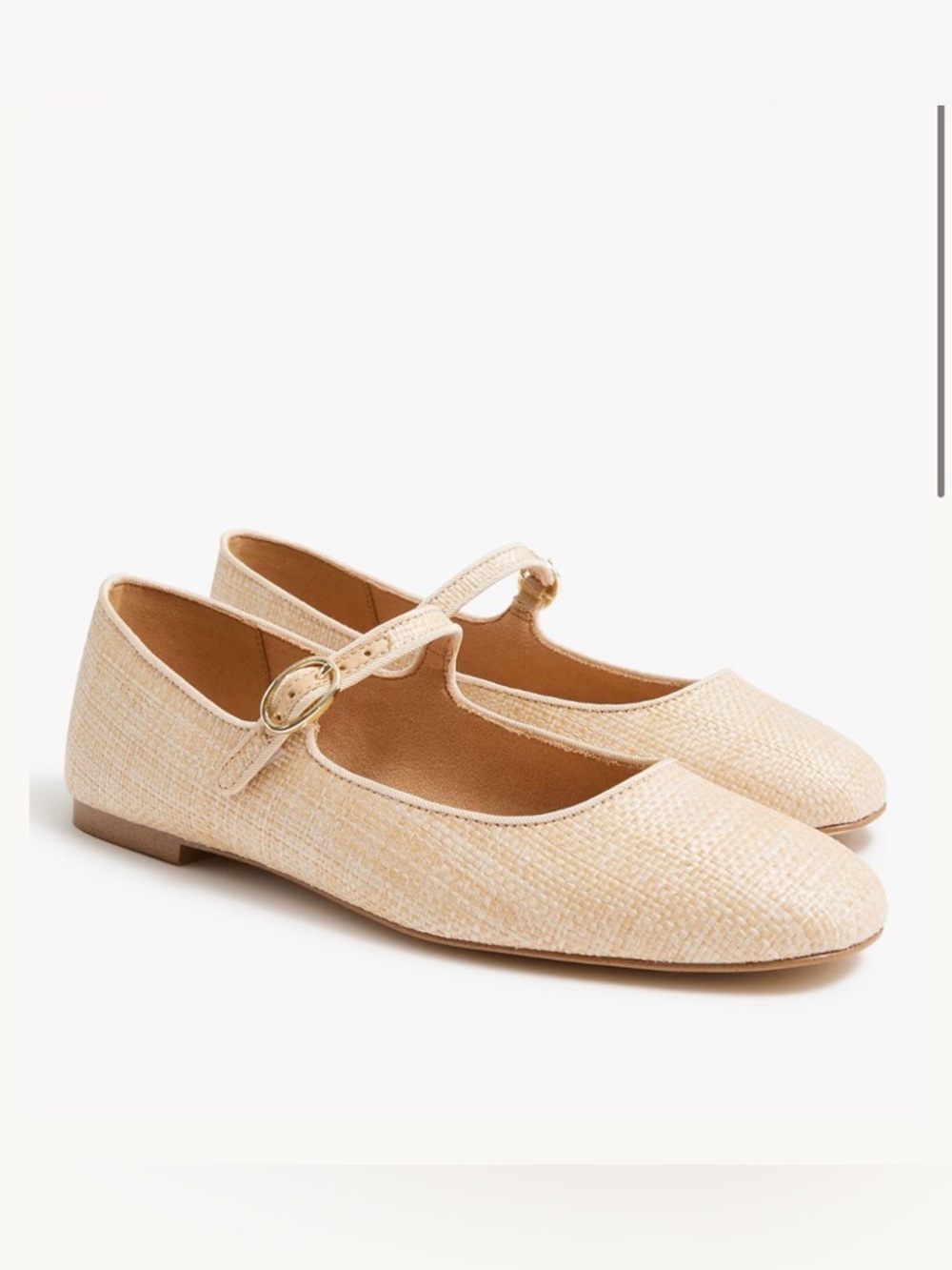 J. Crew Factory Woven Mary Jane Flats in Natural Raffia Size 10